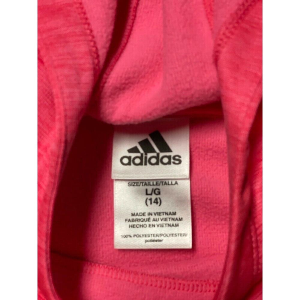 Adidas Youth Girl's Size Large 14 Hoodie 3D Lettering Logo Pinkish Pullover LS - Picture 9 of 9